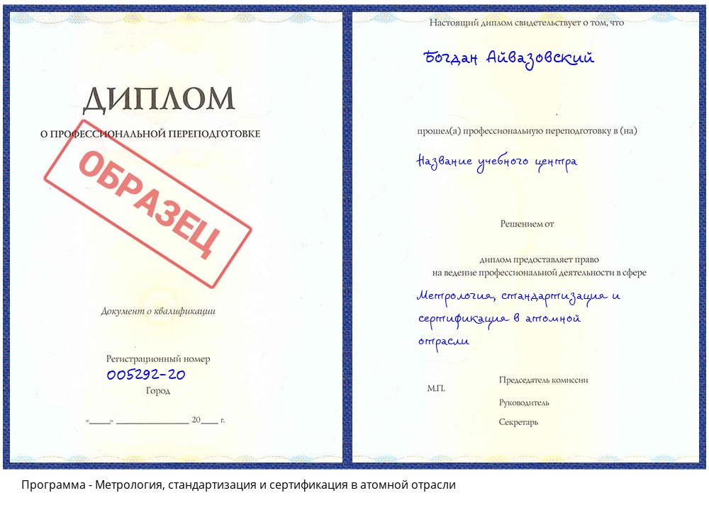 Метрология, стандартизация и сертификация в атомной отрасли Кудымкар