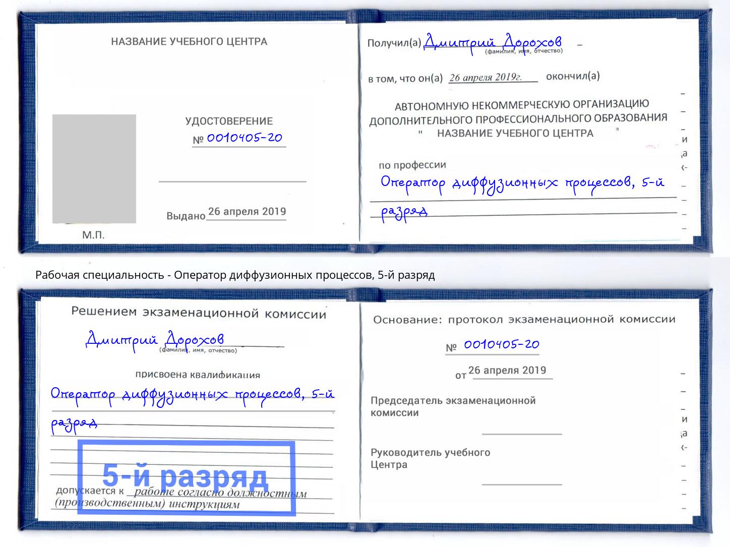 корочка 5-й разряд Оператор диффузионных процессов Кудымкар