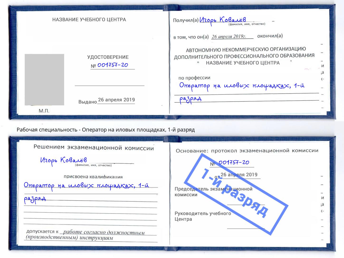 корочка 1-й разряд Оператор на иловых площадках Кудымкар