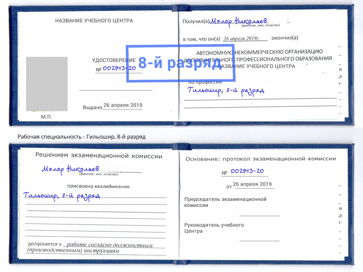корочка 8-й разряд Гильошир Кудымкар