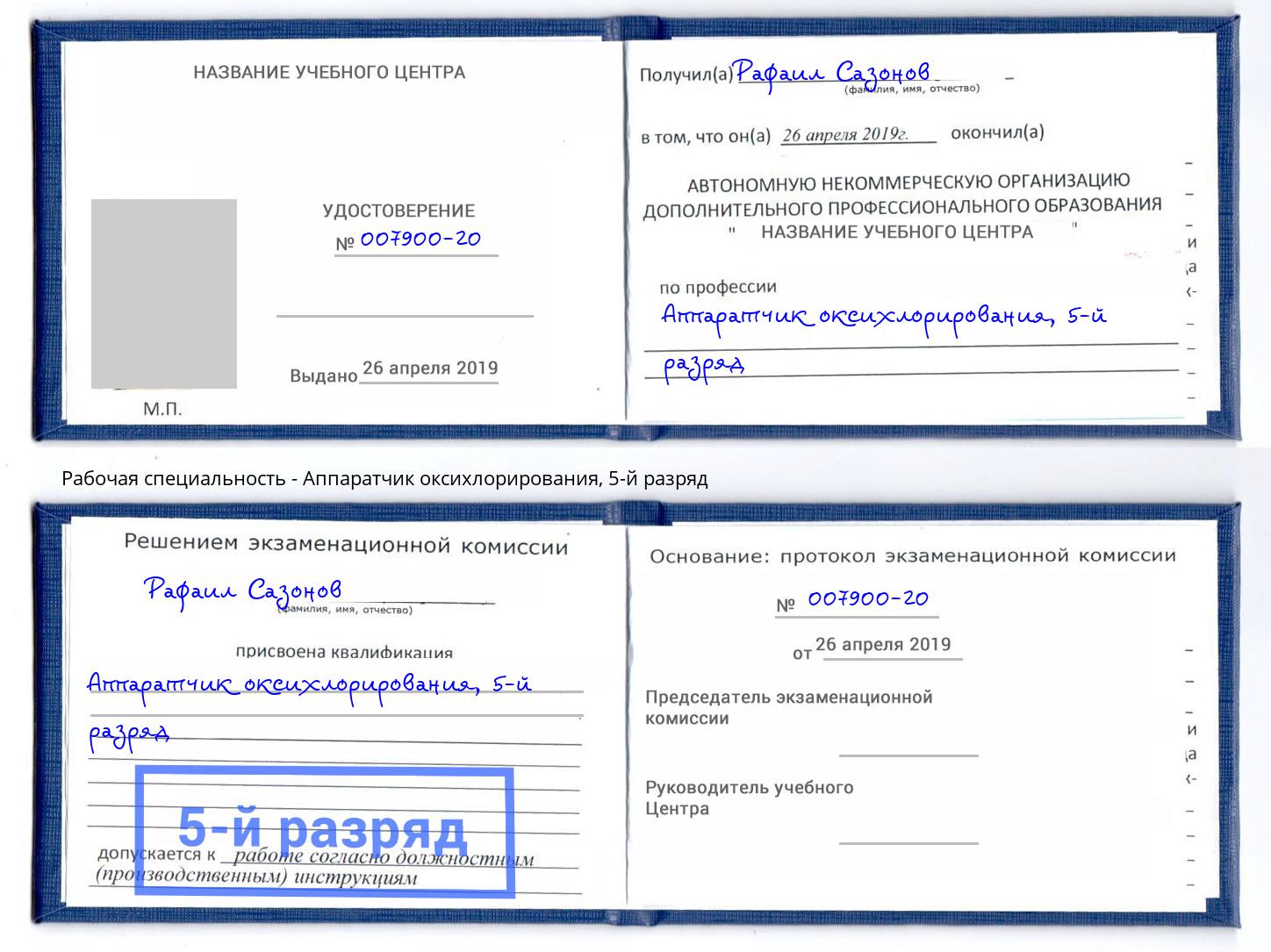 корочка 5-й разряд Аппаратчик оксихлорирования Кудымкар